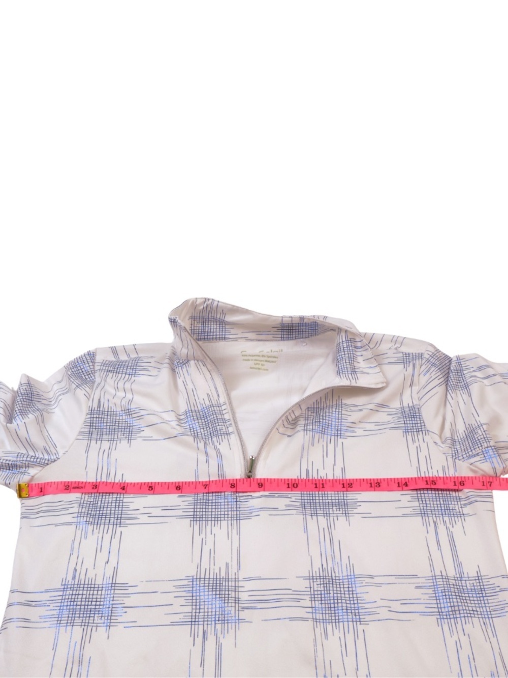 SanSoleil UPF 50 Pullover XS Blue Plaid 1/4 Zip Performance Golf Tennis Top - Picture 4 of 9